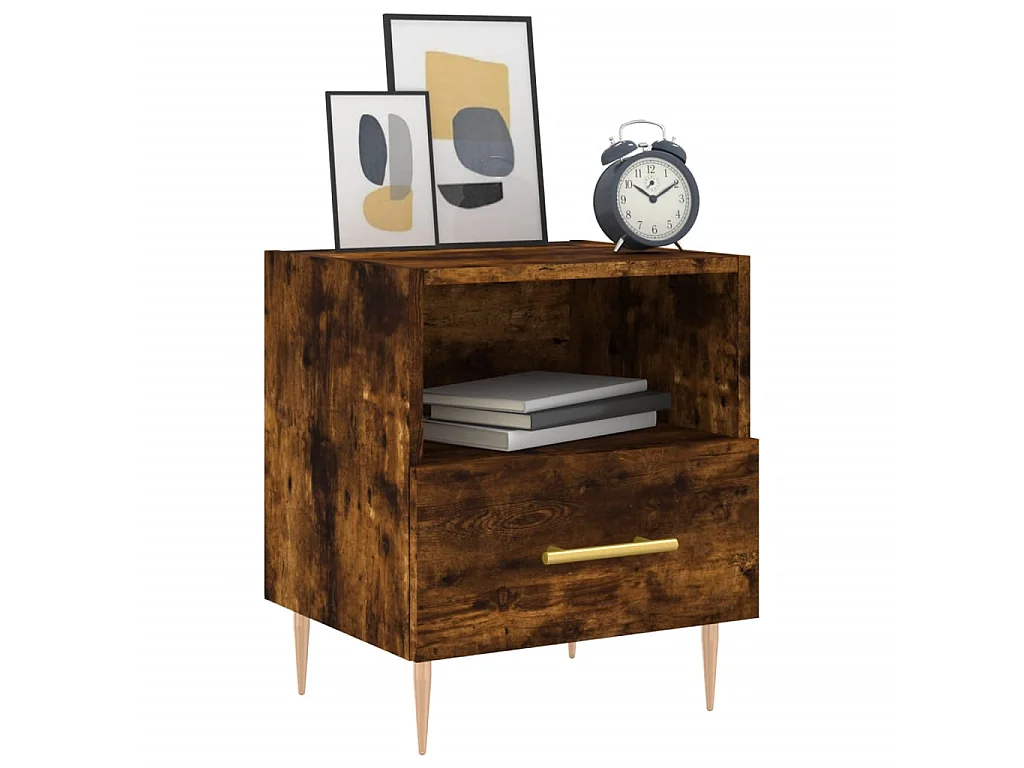 2er-Set Nachttische Nachtschrank Räuchereiche 40x35x47,5 cm Holzwerkstoff -RN66997