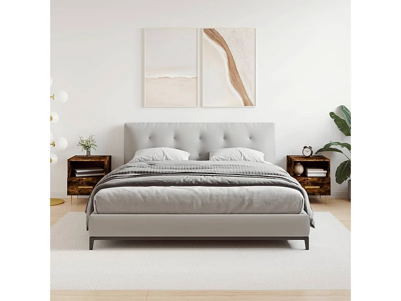 2er-Set Nachttische Nachtschrank Räuchereiche 40x35x47,5 cm Holzwerkstoff -RN66997