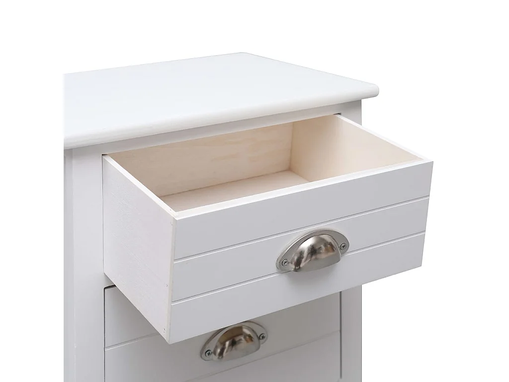 Nachttisch Nachtschrank Weiß 38×28×45 cm Paulownia-Holz -RN65090