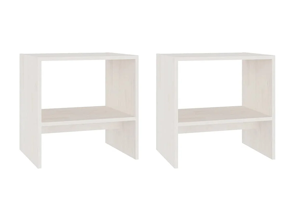 2er-Set Nachttische Nachtschrank Weiß 40x30,5x40 cm Massivholz Kiefer -RN61556