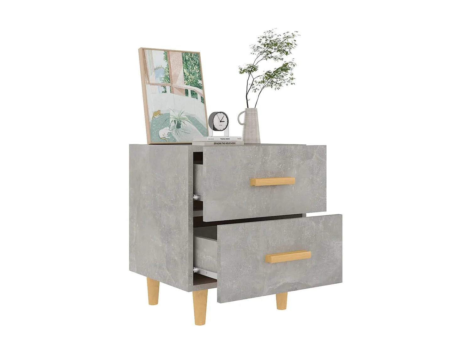 2er-Set Nachttische Nachtschrank Betongrau 40x35x47,5 cm -RN48894