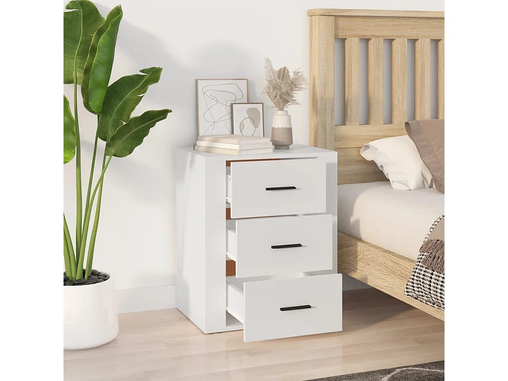 Nachttisch Nachtschrank Weiß 50x36x60 cm Holzwerkstoff -RN47018