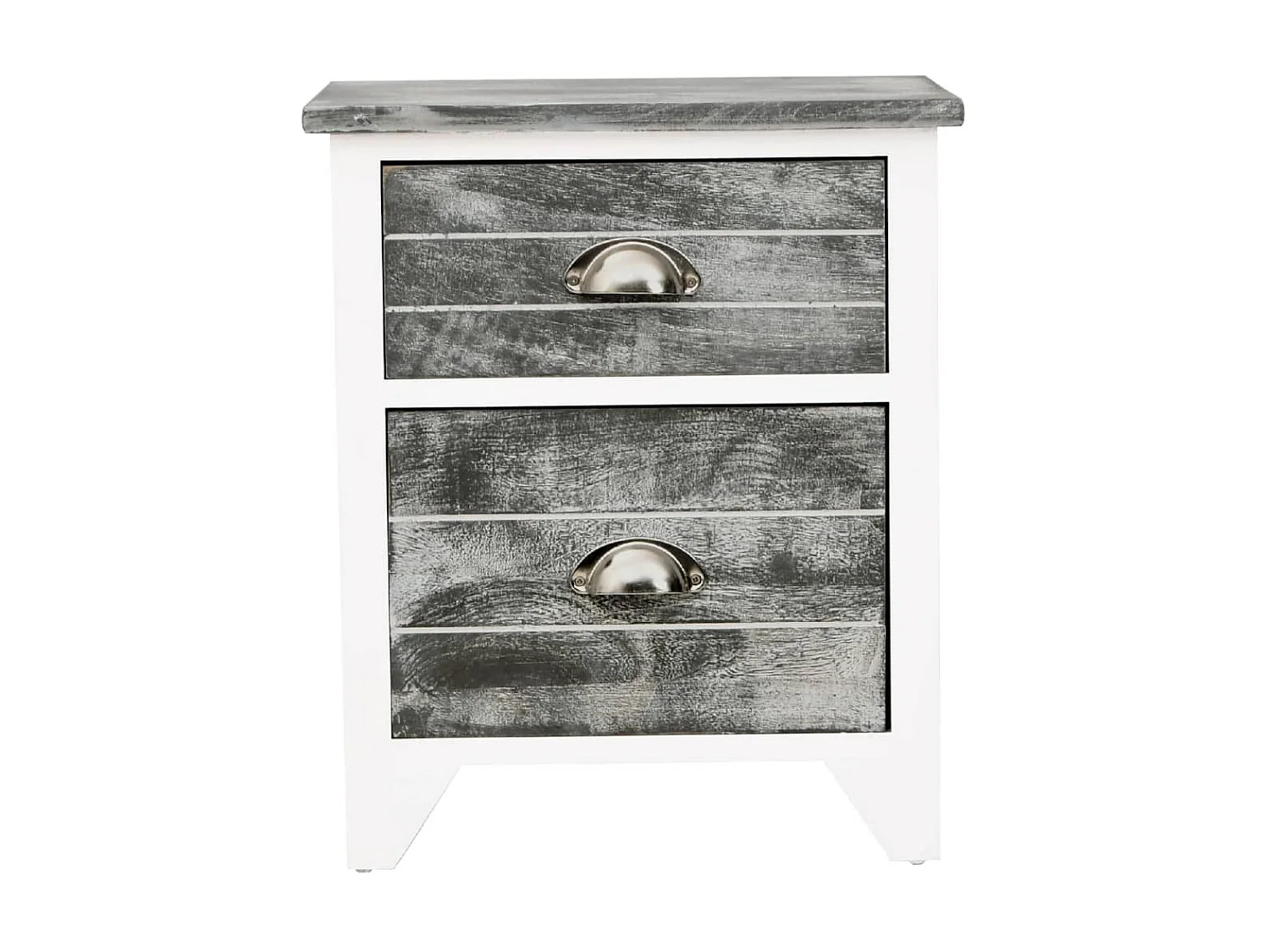 2er-Set Nachttische Nachtschrank mit 2 Schubladen Grau und Weiß -RN36930