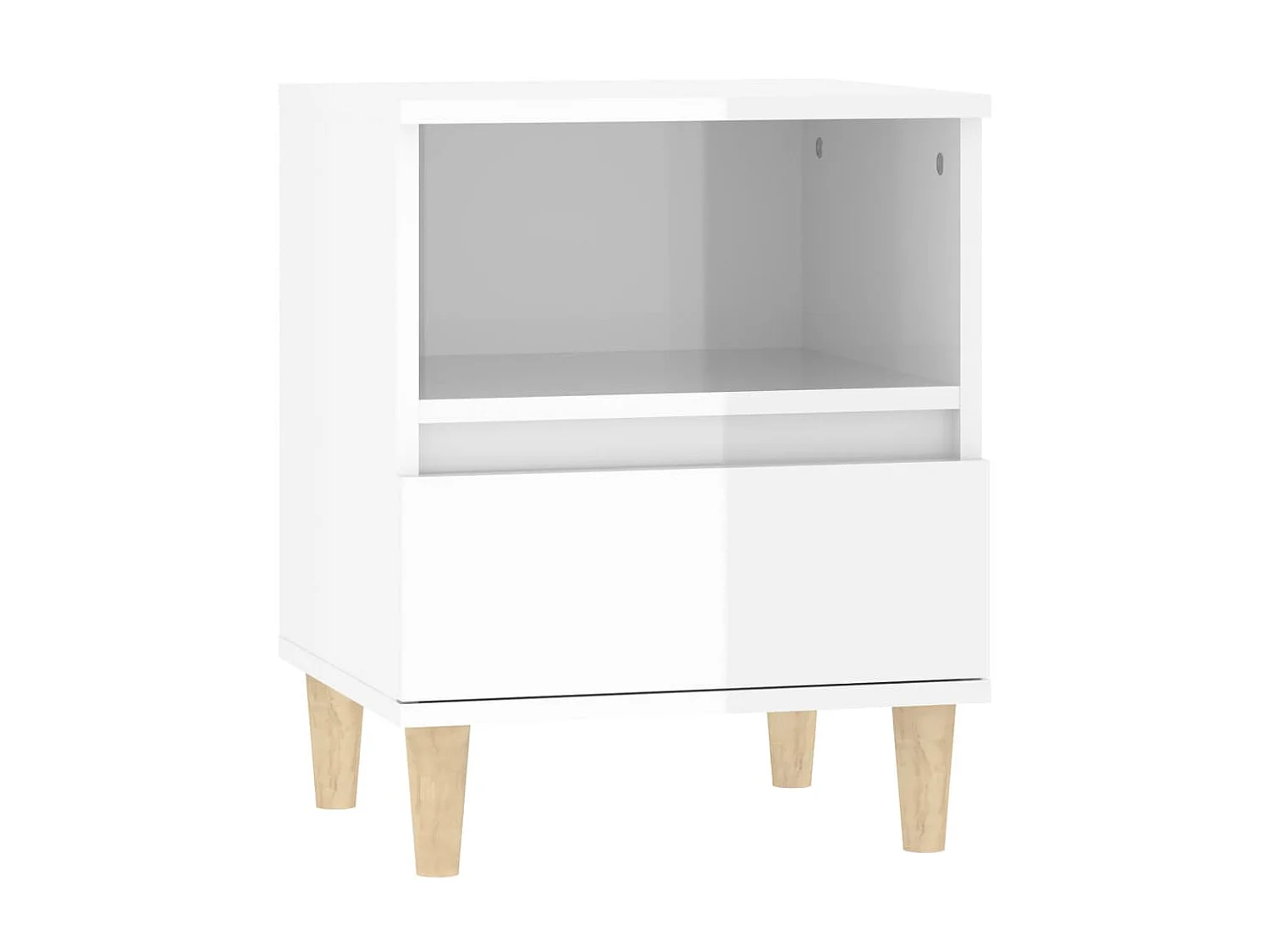 2er-Set Nachttische Nachtschrank Hochglanz-Weiß 40x35x50 cm -RN13957