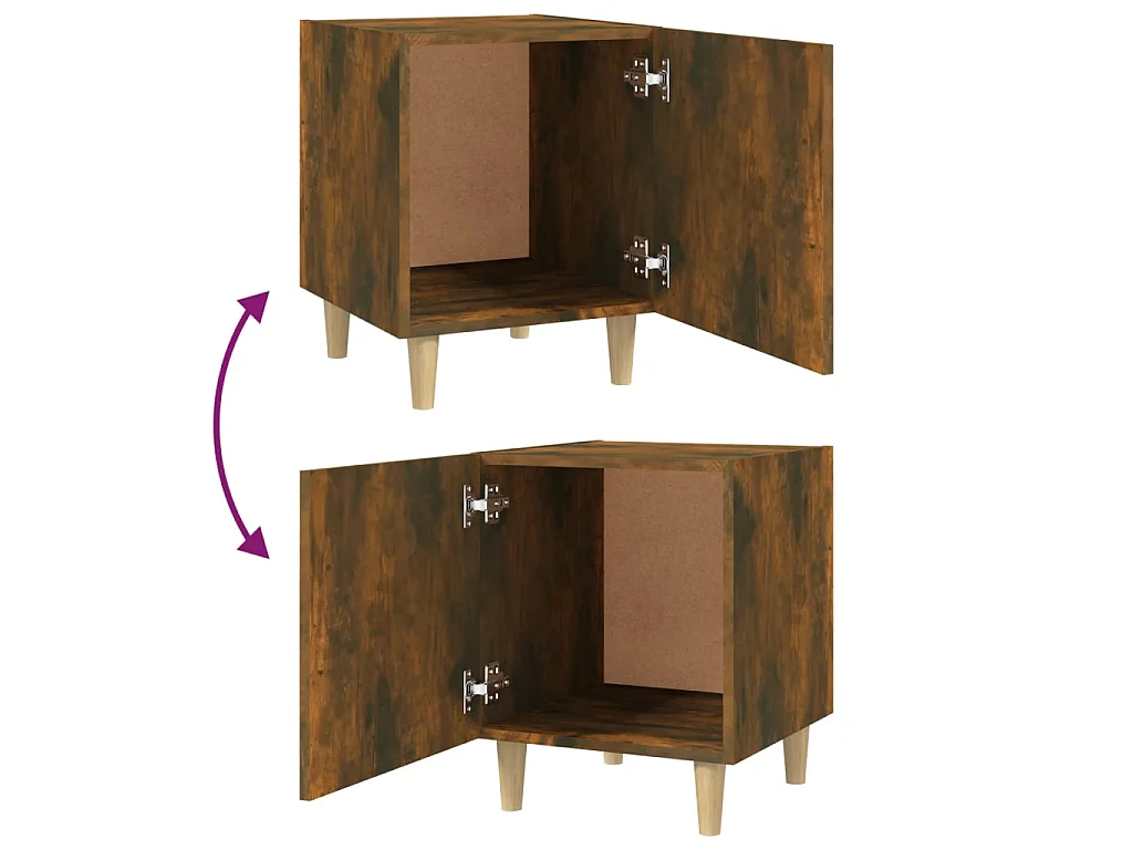 2er-Set Nachttische Nachtschrank Räuchereiche Holzwerkstoff -RN58927