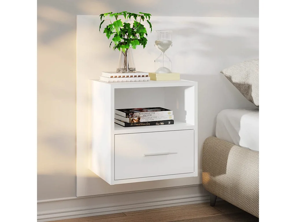 2er-Set Wand-Nachttische Nachtschrank Weiß -RN72132