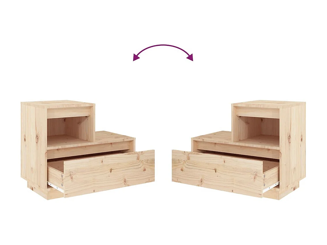 2er-Set Nachttische Nachtschrank 60x34x51 cm Massivholz Kiefer -RN48437