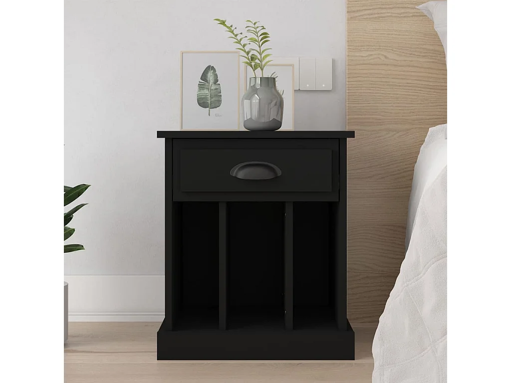 Nachttisch Nachtschrank Schwarz 43x36x50 cm -RN81786