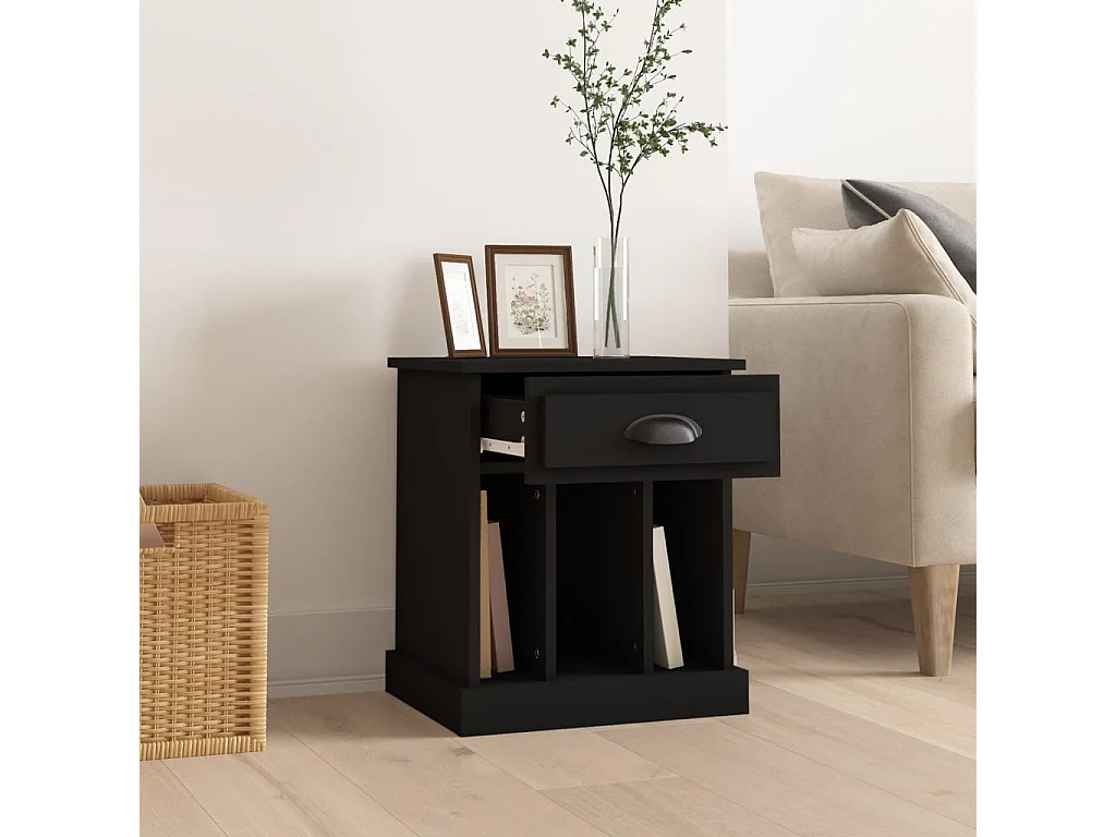 Nachttisch Nachtschrank Schwarz 43x36x50 cm -RN81786