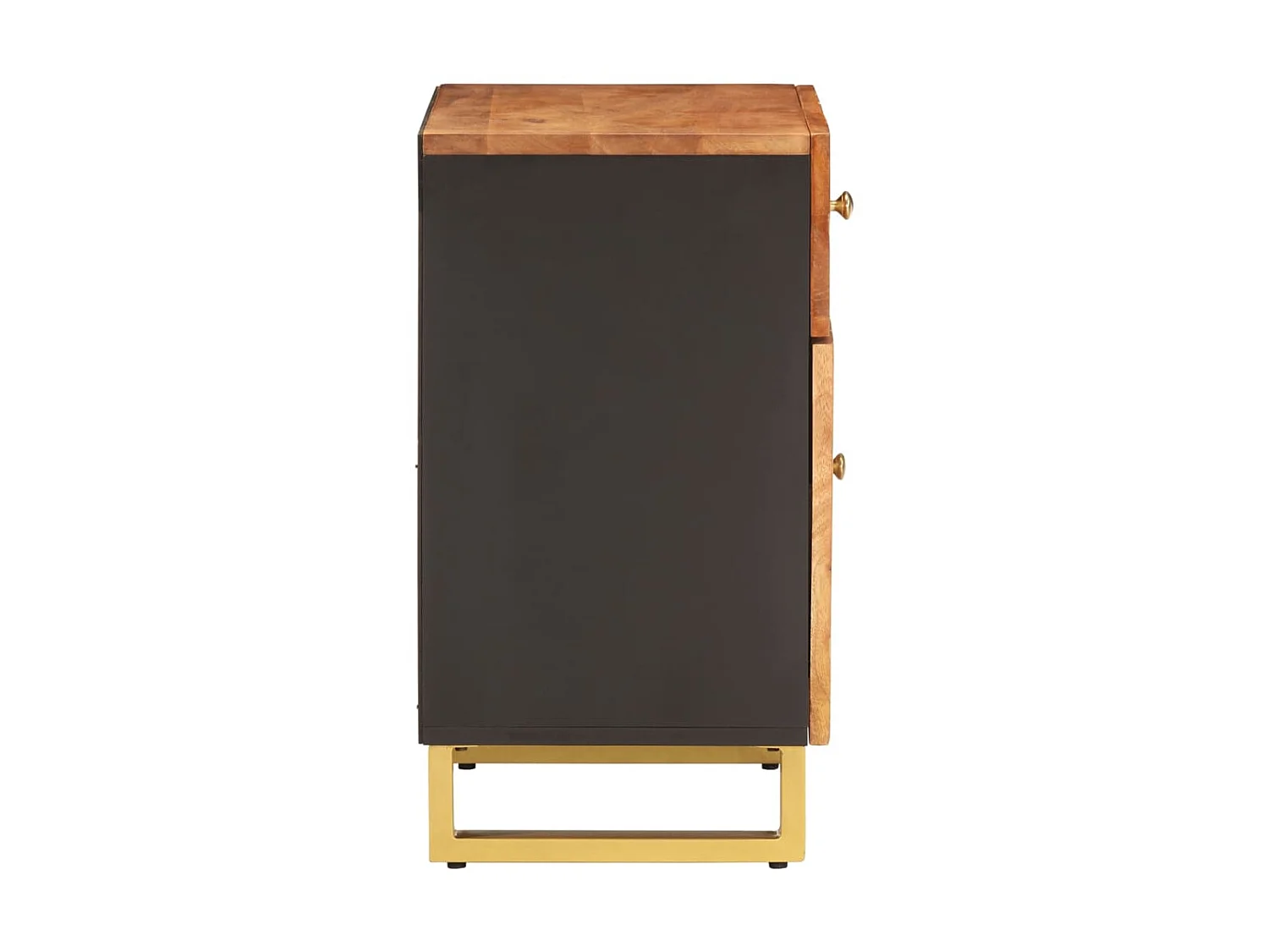 Nachttisch Nachtschrank Braun und Schwarz 50x33x60 cm Massivholz Mango -RN42803