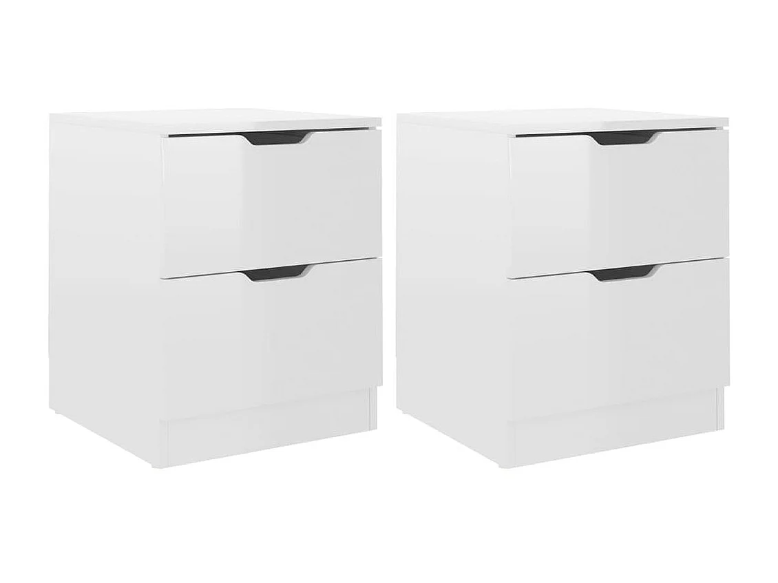 2er-Set Nachttische Nachtschrank Hochglanz-Weiß 40x40x50 cm Spanplatte -RN94615