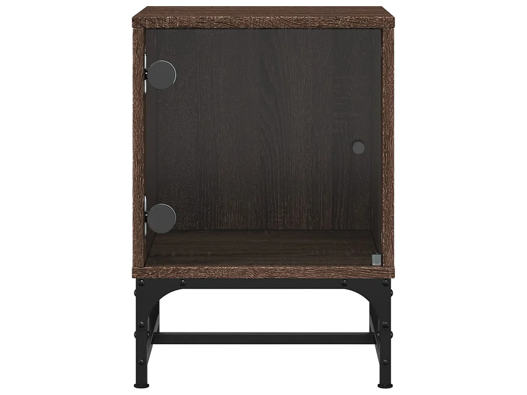 2er-Set Nachttische Nachtschrank mit Glastüren Braun Eichen-Optik 35x37x50 cm -RN77955