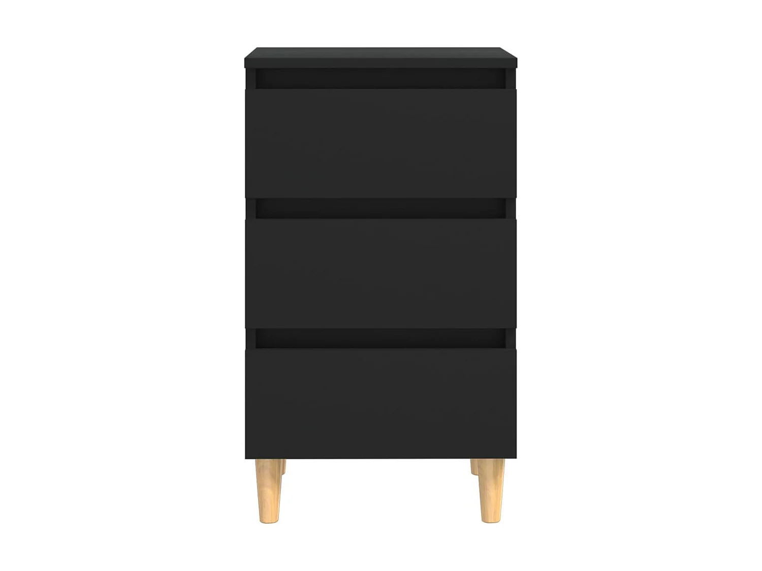 2er-Set Nachttische Nachtschrank mit Massivholz-Beinen Schwarz 40x35x69 cm -RN14237