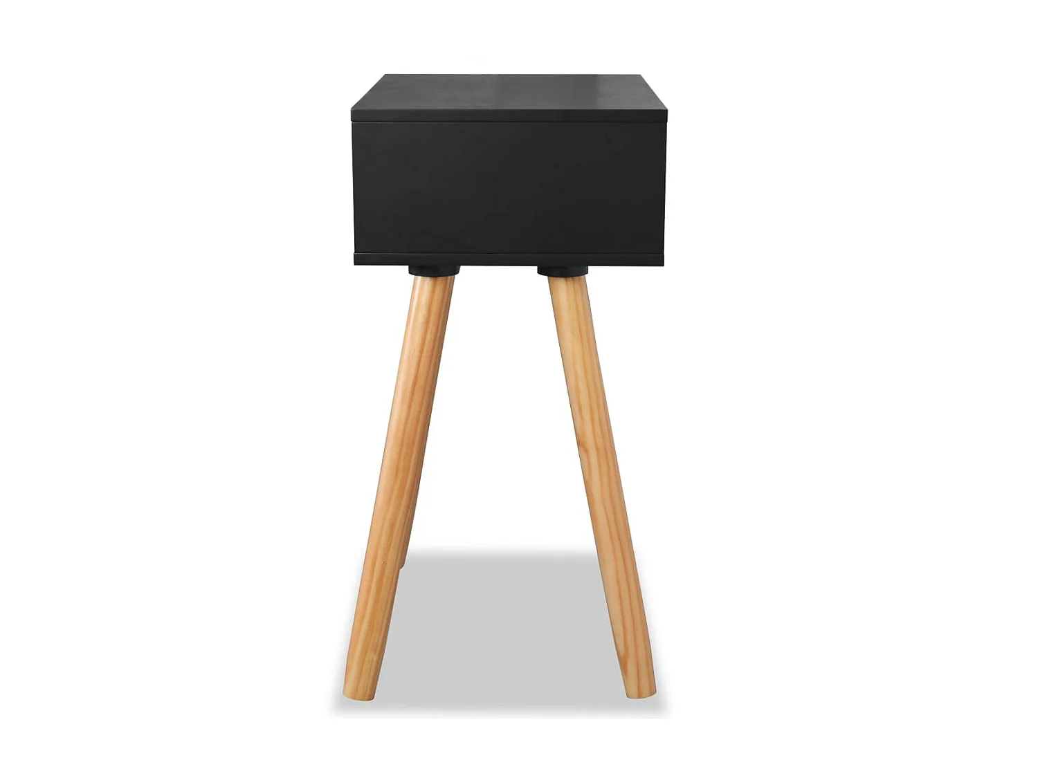 2er-Set Nachttisch Nachtschränke Kiefernholz Massiv 40 x 30 x 61 cm Schwarz -RN53008