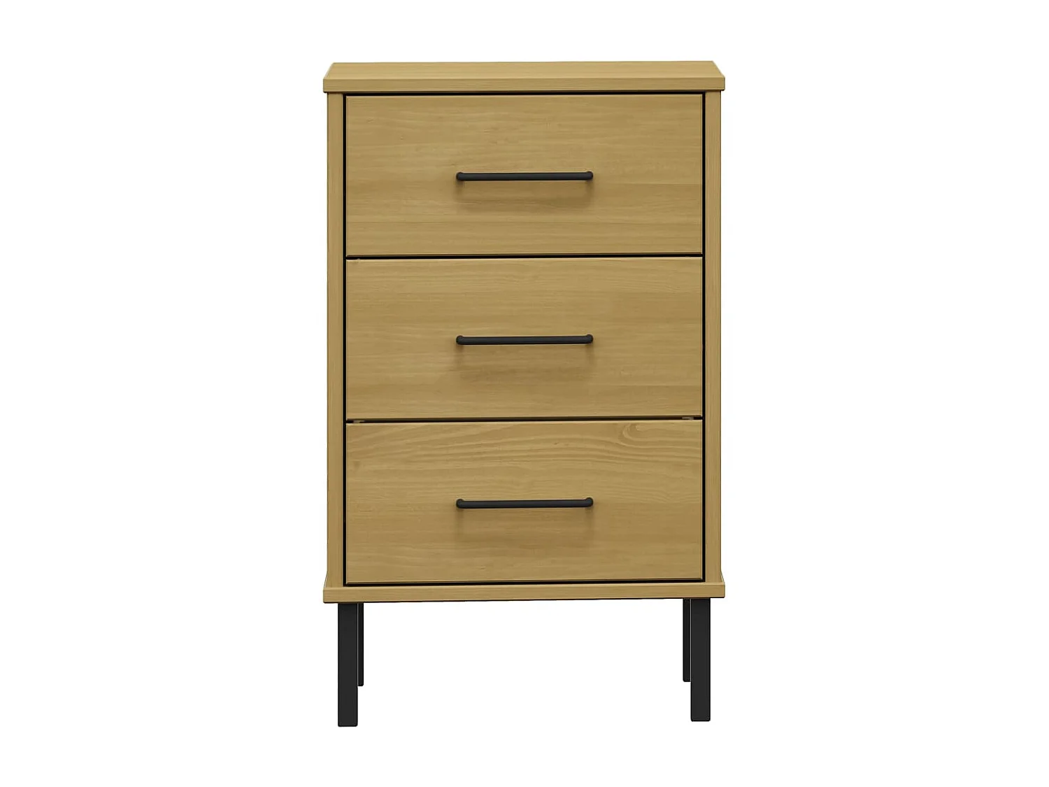 Nachttisch Nachtschrank OSLO mit Metallbeinen Braun Massivholz Kiefer -RN56101