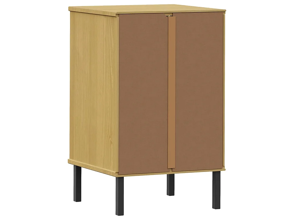 Nachttisch Nachtschrank OSLO mit Metallbeinen Braun Massivholz Kiefer -RN56101