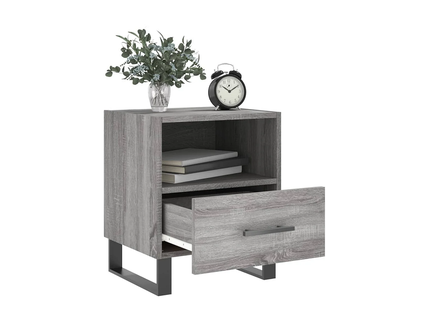 Nachttisch Grau Nachtschrank Sonoma 40x35x47,5 cm Holzwerkstoff -RN98035