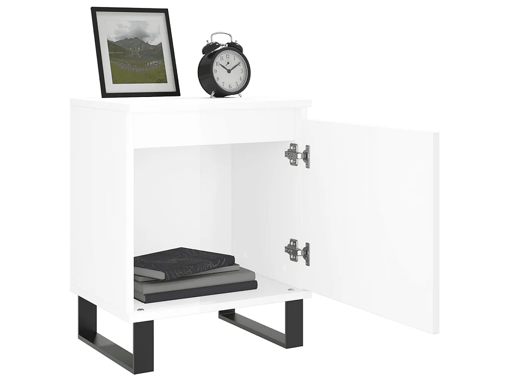 2er-Set Nachttische Nachtschrank Hochglanz-Weiß 40x30x50 cm Holzwerkstoff -RN38520