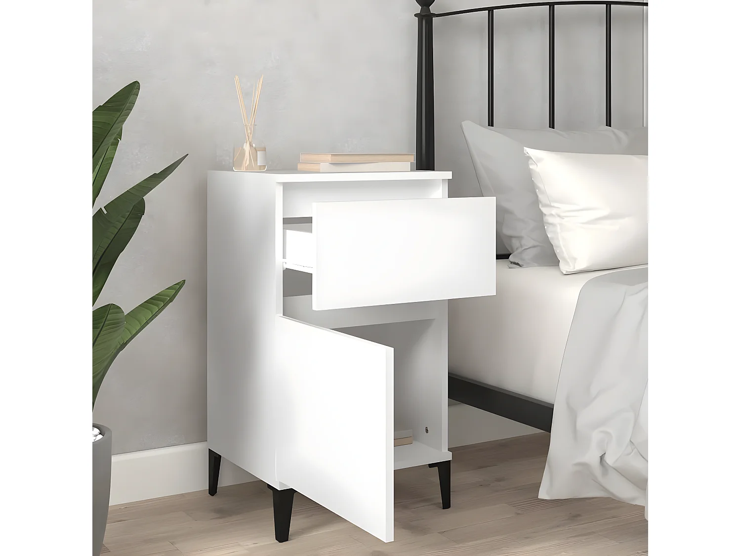 Nachttisch Nachtschrank Weiß 40x35x70 cm -RN30281