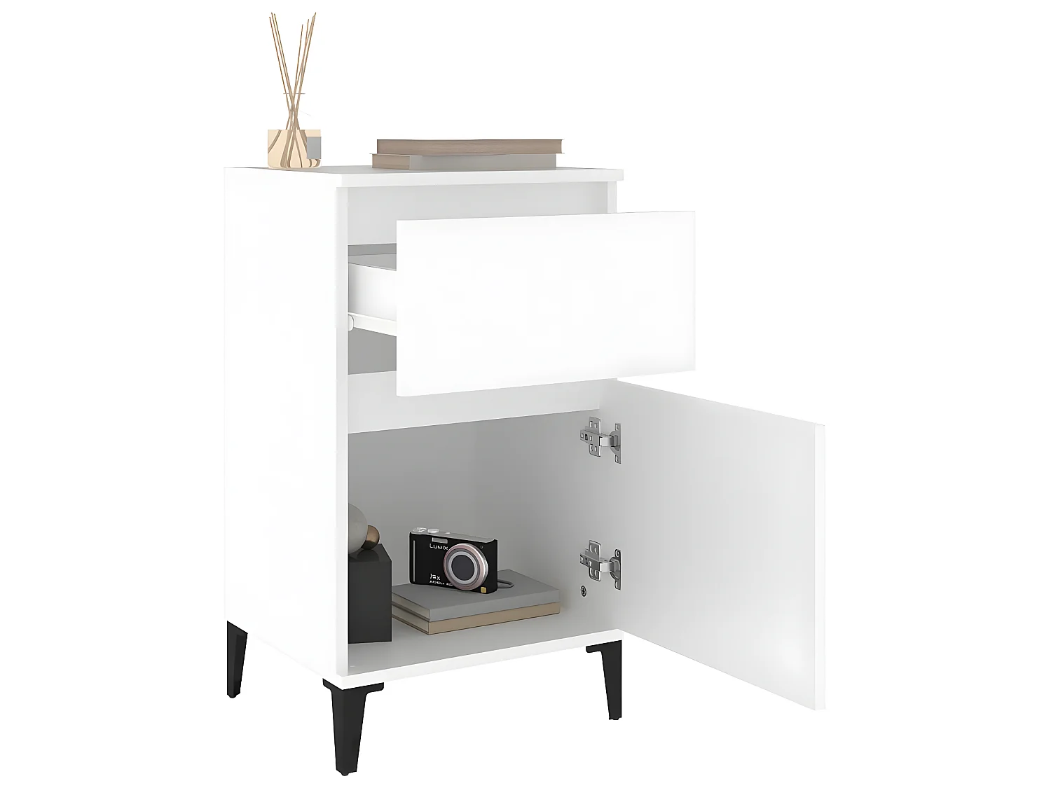 Nachttisch Nachtschrank Weiß 40x35x70 cm -RN30281