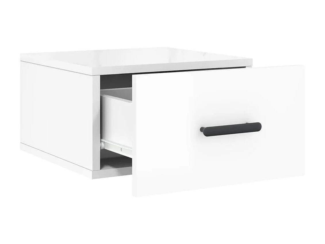 2er-Set Wand-Nachttische Nachtschrank Hochglanz-Weiß 35x35x20 cm -RN89231