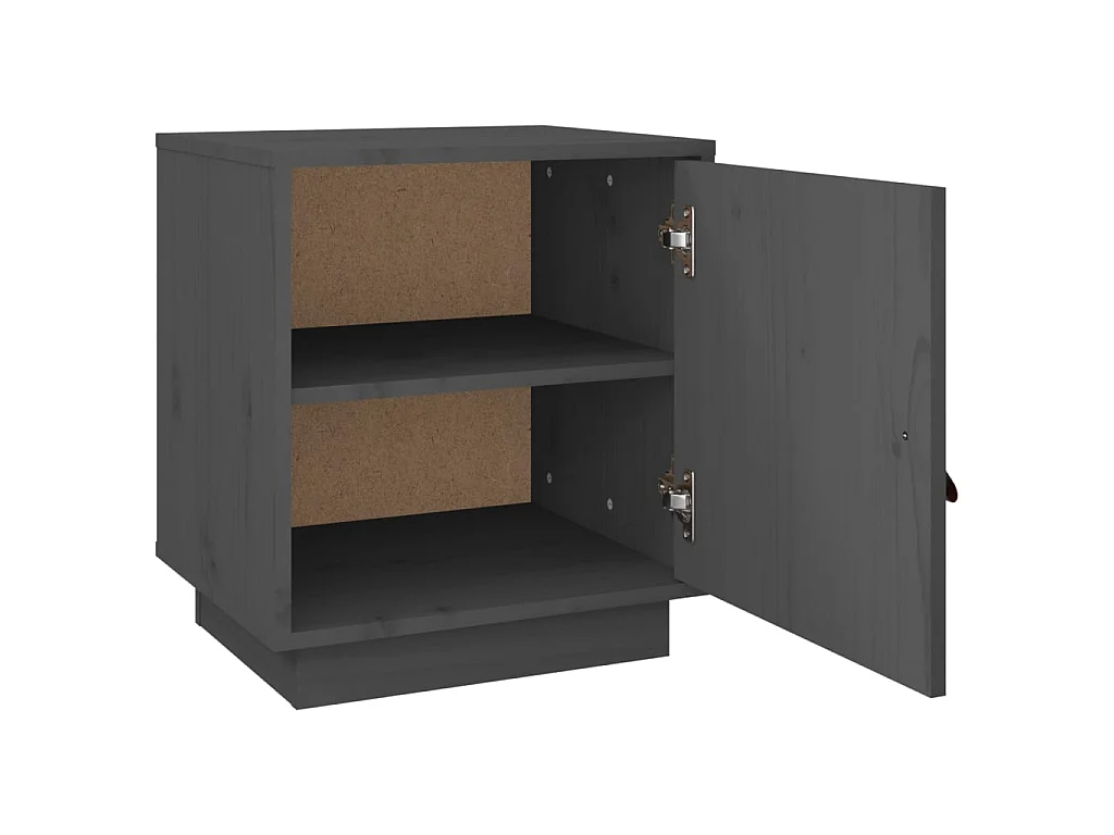Nachttisch Grau Nachtschrank 40x34x45 cm Massivholz Kiefer -RN35911