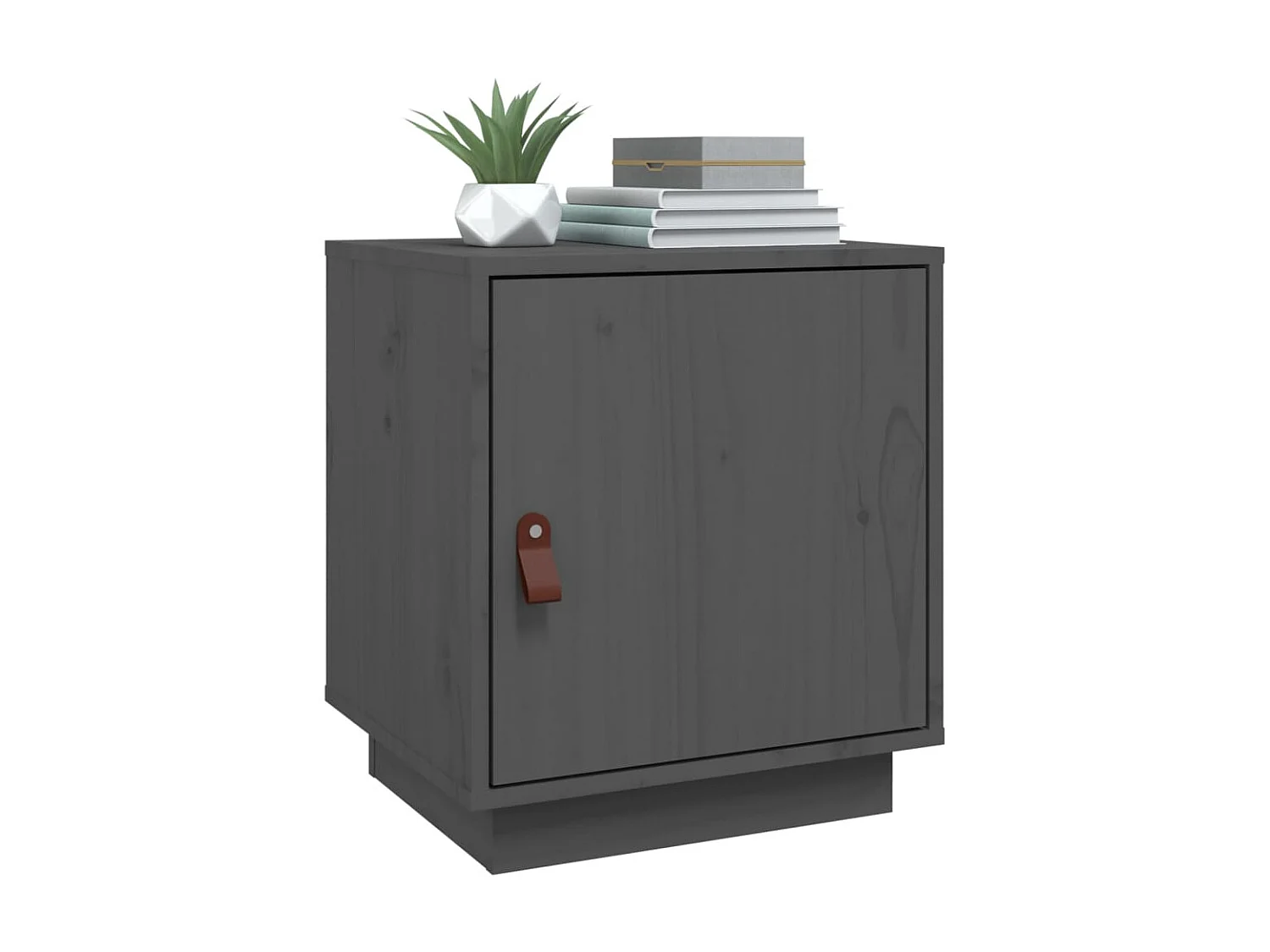 Nachttisch Grau Nachtschrank 40x34x45 cm Massivholz Kiefer -RN35911