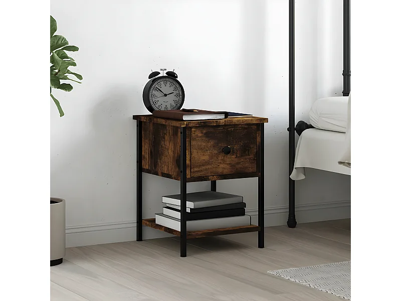 Nachttisch Nachtschrank Räuchereiche 34x35,5x45 cm Holzwerkstoff -RN44753