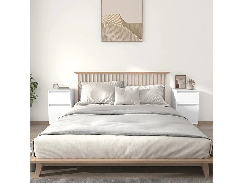 2er-Set Nachttische Nachtschrank Weiß 40x35x70 cm -RN79338