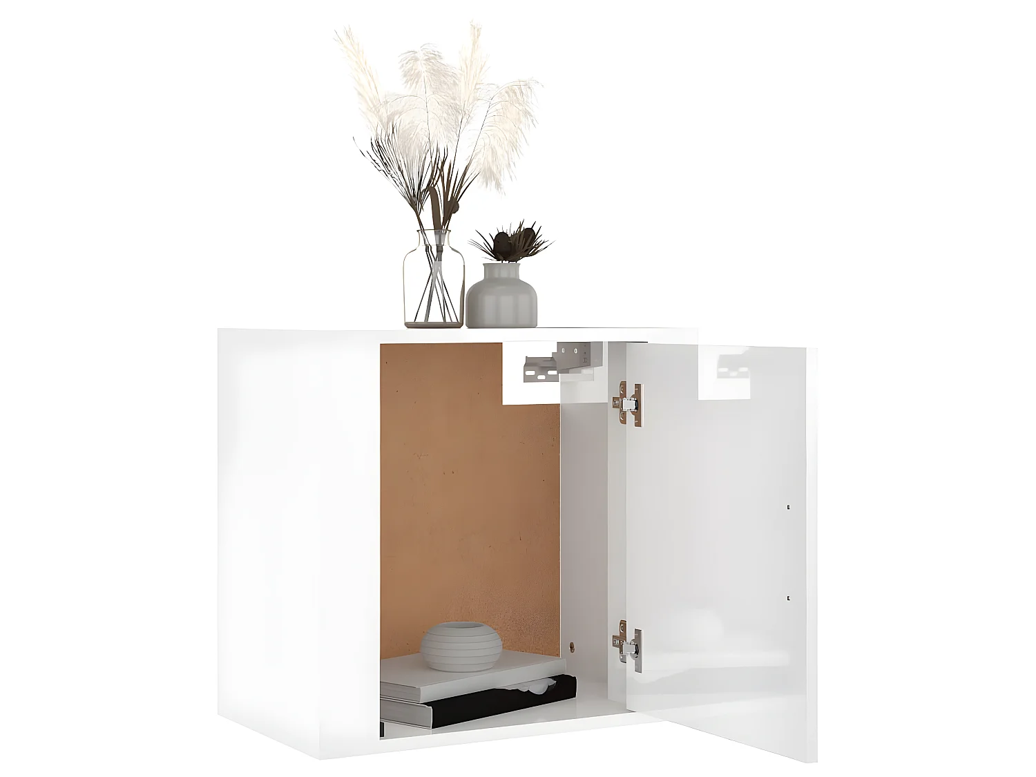 Wand-Nachttisch Nachtschrank Hochglanz-Weiß 50x30x47 cm -RN91545