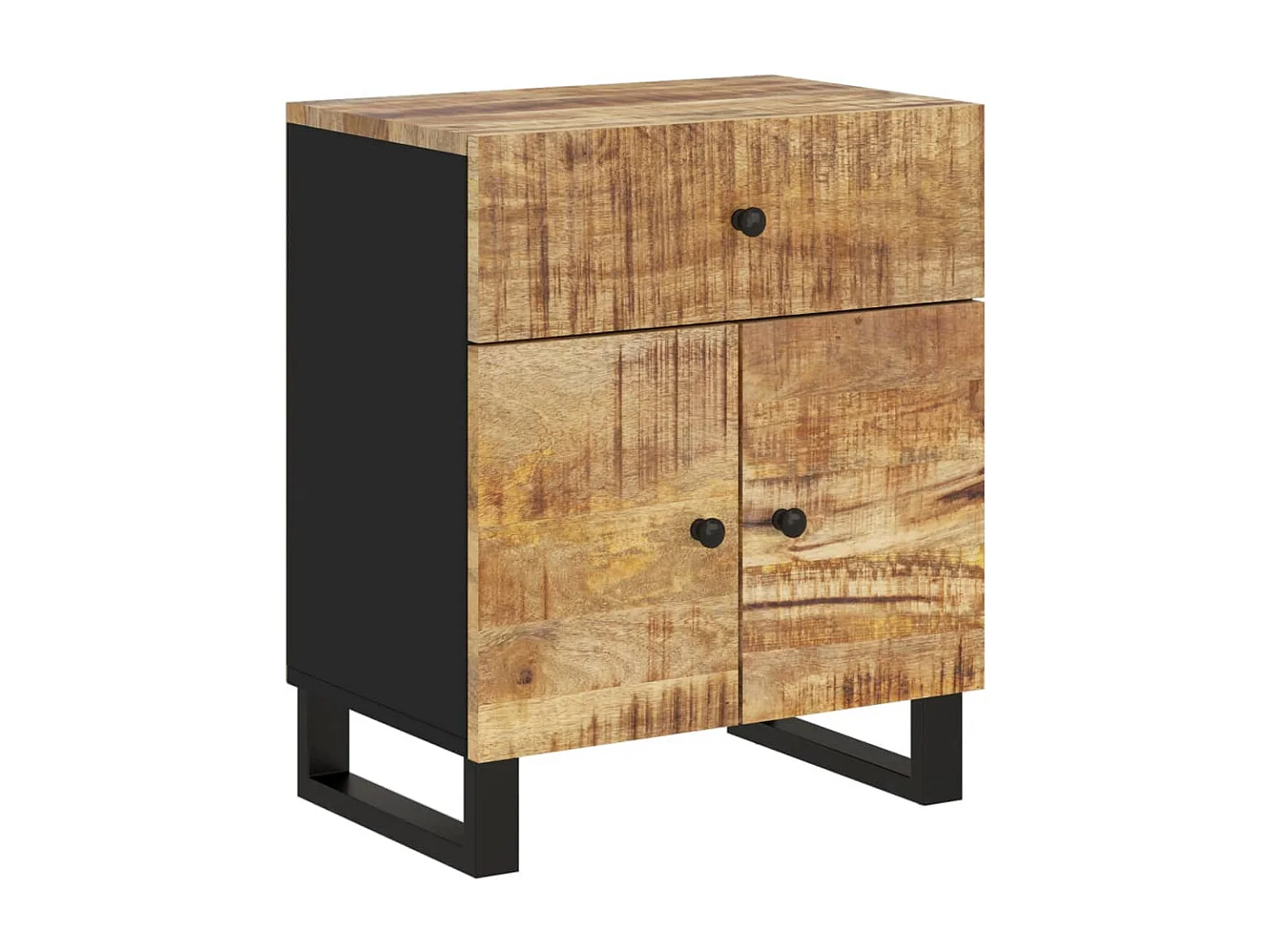 Nachttisch Nachtschrank 50x33x60 cm Massivholz Mango & Holzwerkstoff -RN51687