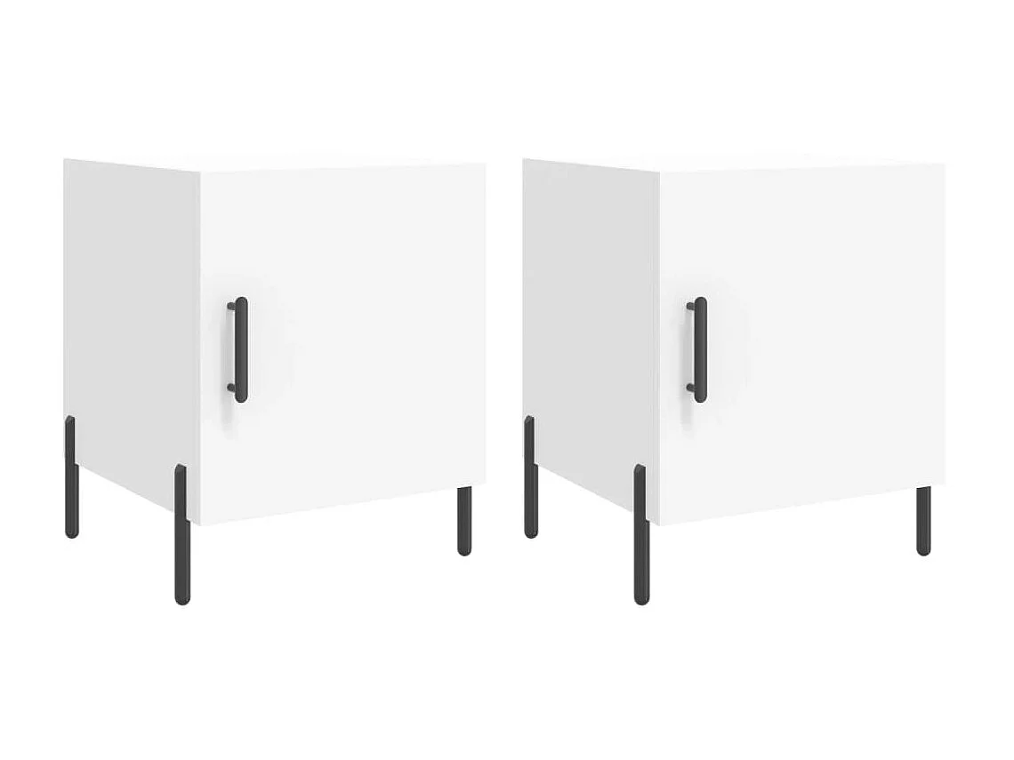 2er-Set Nachttische Nachtschrank Weiß 40x40x50 cm Holzwerkstoff -RN14039