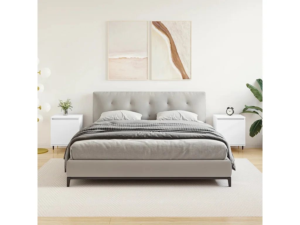 2er-Set Nachttische Nachtschrank Weiß 40x30x50 cm Holzwerkstoff -RN47496