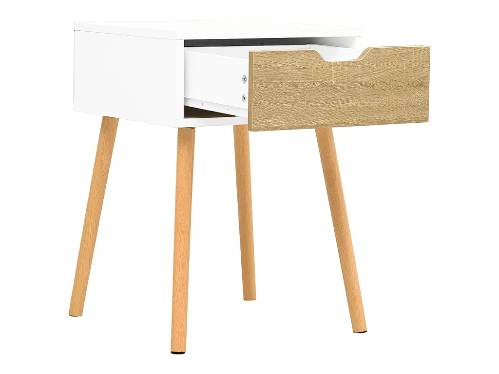 Nachttisch Nachtschrank Weiß und Sonoma-Eiche 40x40x56 cm Holzwerkstoff -RN94171