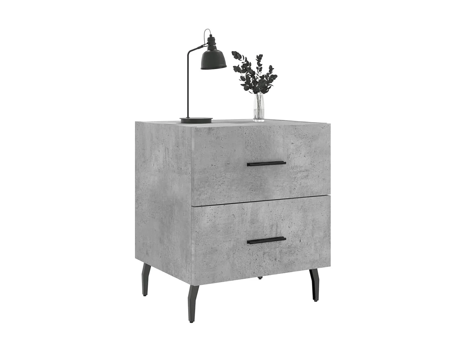 2er-Set Nachttische Nachtschrank Betongrau 40x35x47,5 cm Holzwerkstoff -RN84915