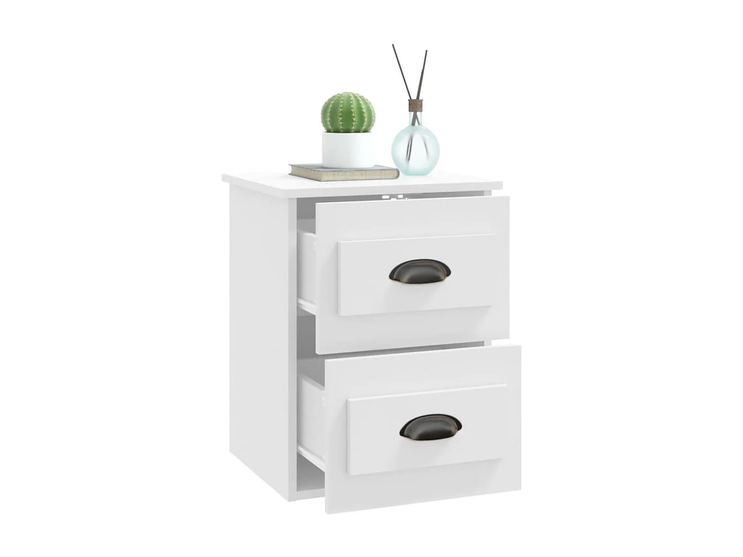 2er-Set Wand-Nachttische Nachtschrank Weiß 41,5x36x53 cm -RN29287