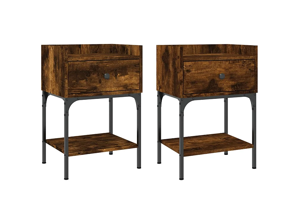 2er-Set Nachttische Nachtschrank Räuchereiche 40,5x31x60 cm Holzwerkstoff -RN56746