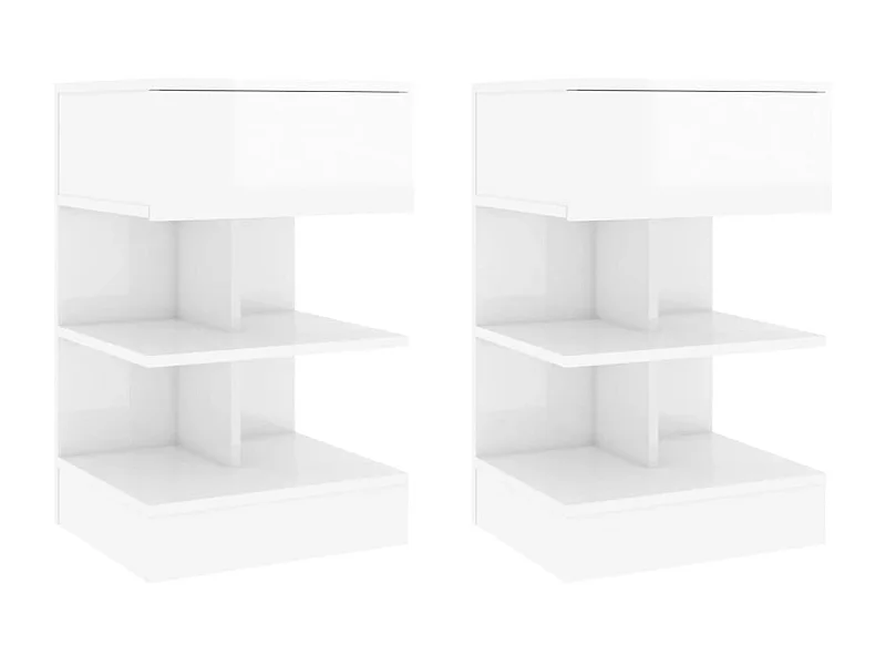 2er-Set Nachttische Nachtschrank Hochglanz-Weiß 40x35x65 cm -RN63493