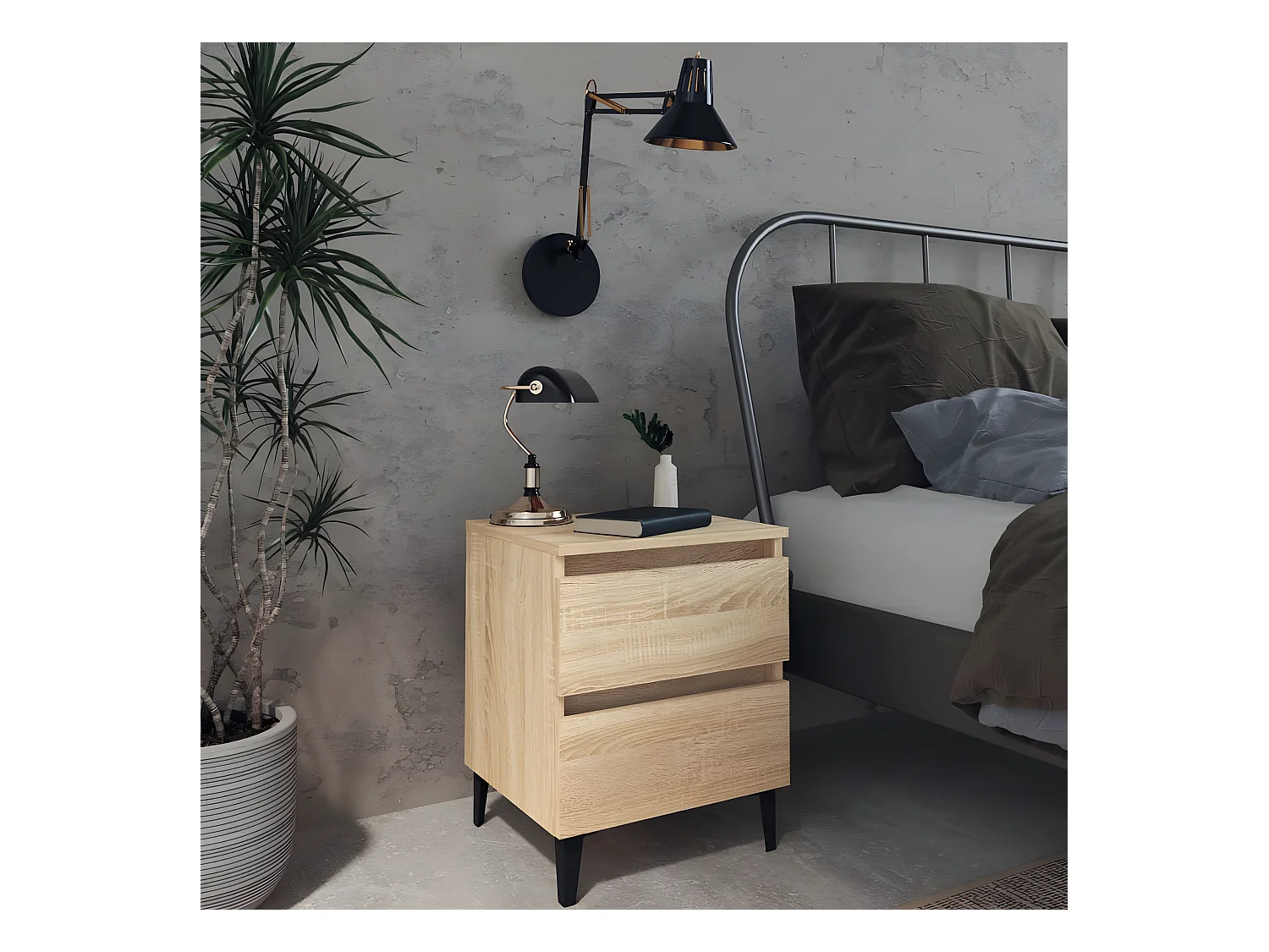 Nachttisch Nachtschrank Sonoma-Eiche 40x35x50 cm Holzwerkstoff -RN72583