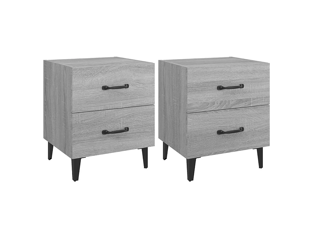 2er-Set Nachttische Nachtschrank Grau Sonoma 40x35x47,5 cm -RN66651