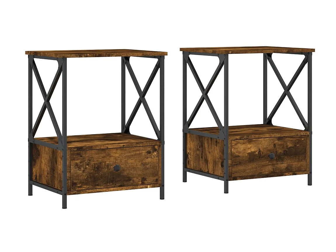 2er-Set Nachttische Nachtschrank Räuchereiche 50x41x65 cm Holzwerkstoff -RN26805