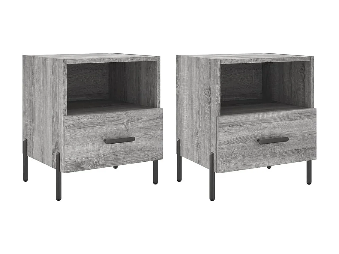 2er-Set Nachttische Nachtschrank Grau Sonoma 40x35x47,5 cm Holzwerkstoff -RN49201