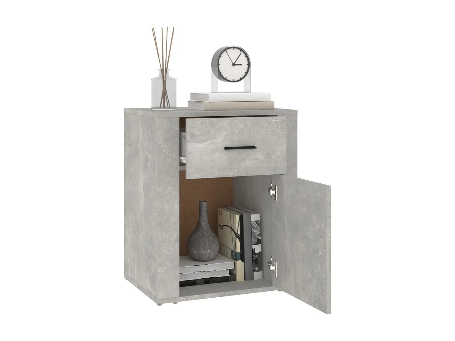 Nachttisch Betongrau Nachtschrank 50x36x60 cm Holzwerkstoff -RN88023