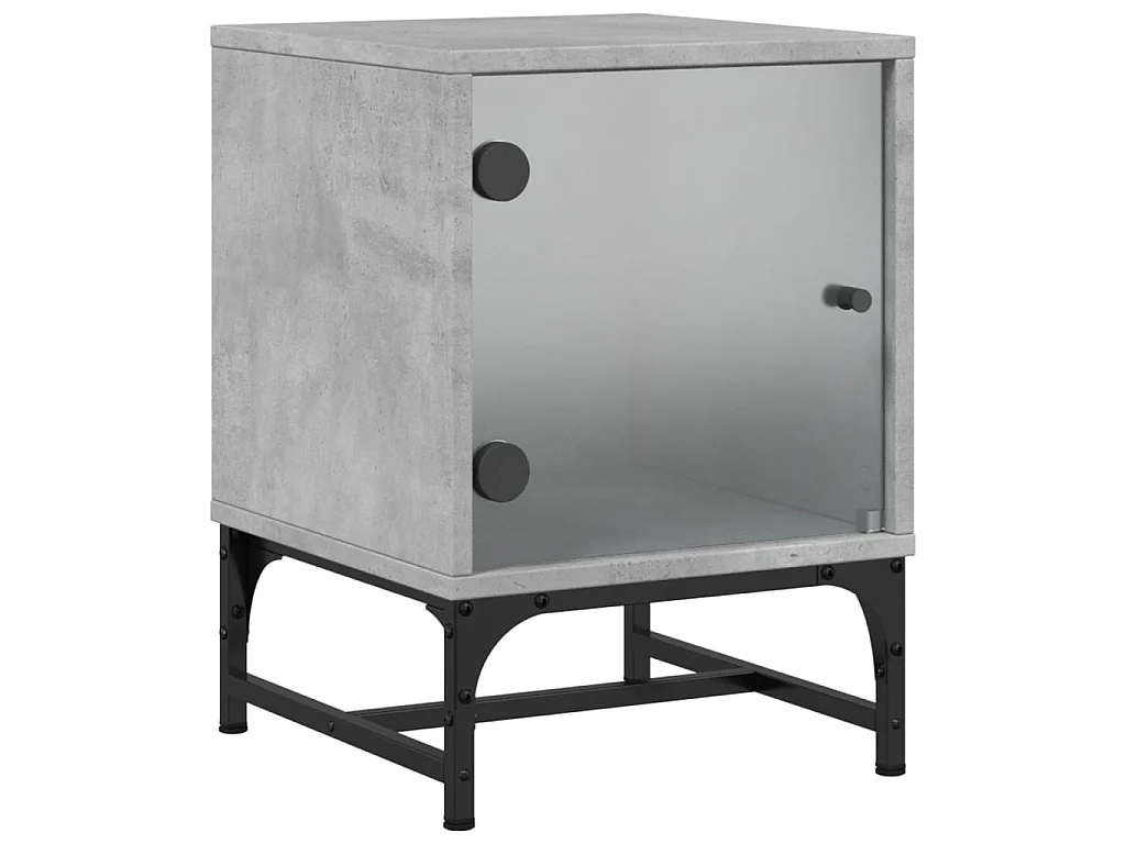 2er-Set Nachttische Nachtschrank mit Glastüren Betongrau 35x37x50 cm -RN63946