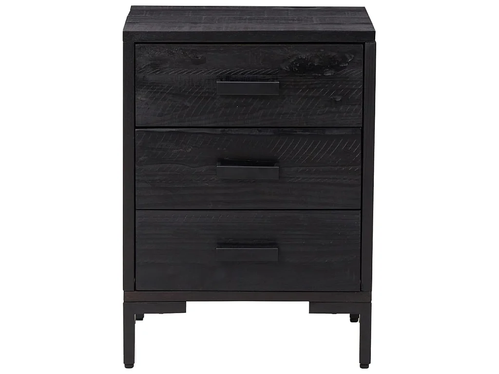 2er-Set Nachttische Nachtschrank Schwarz 40x30x55 cm Massivholz Kiefer -RN35821