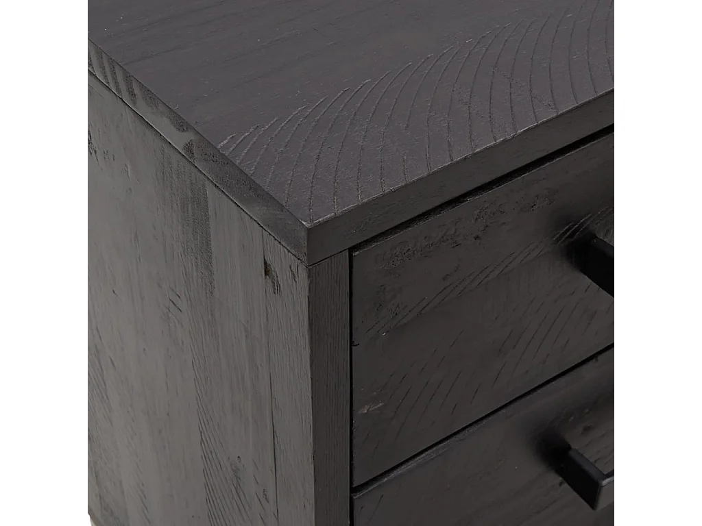 2er-Set Nachttische Nachtschrank Schwarz 40x30x55 cm Massivholz Kiefer -RN35821