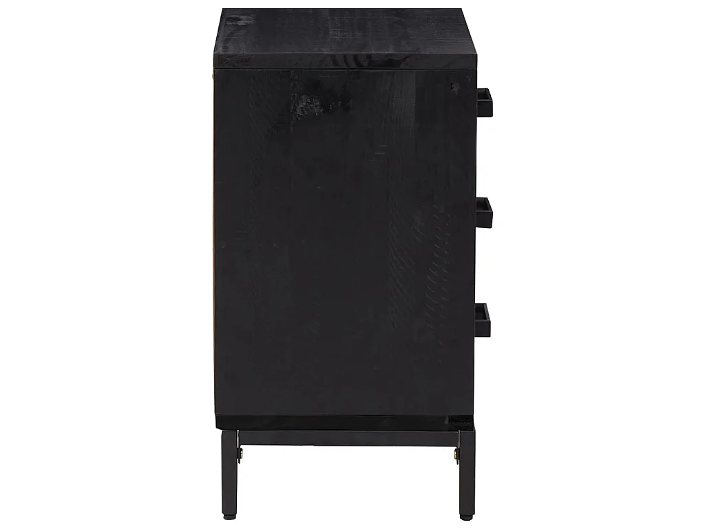 2er-Set Nachttische Nachtschrank Schwarz 40x30x55 cm Massivholz Kiefer -RN35821