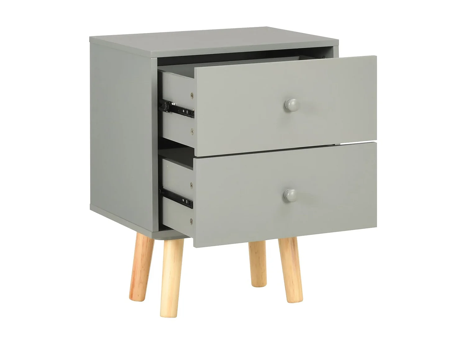 2er-Set Nachttische Nachtschrank Grau 40 x 30 x 50 cm Kiefer Massivholz -RN52756