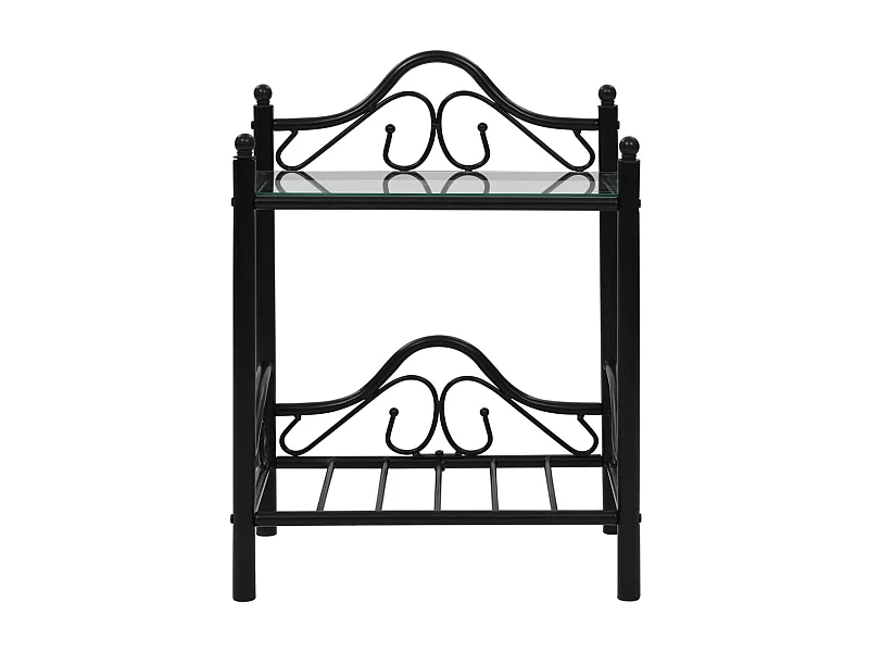 2er-Set Nachttische Nachtschrank Stahl und Hartglas 45 x 30,5 x 60 cm Schwarz -RN33150