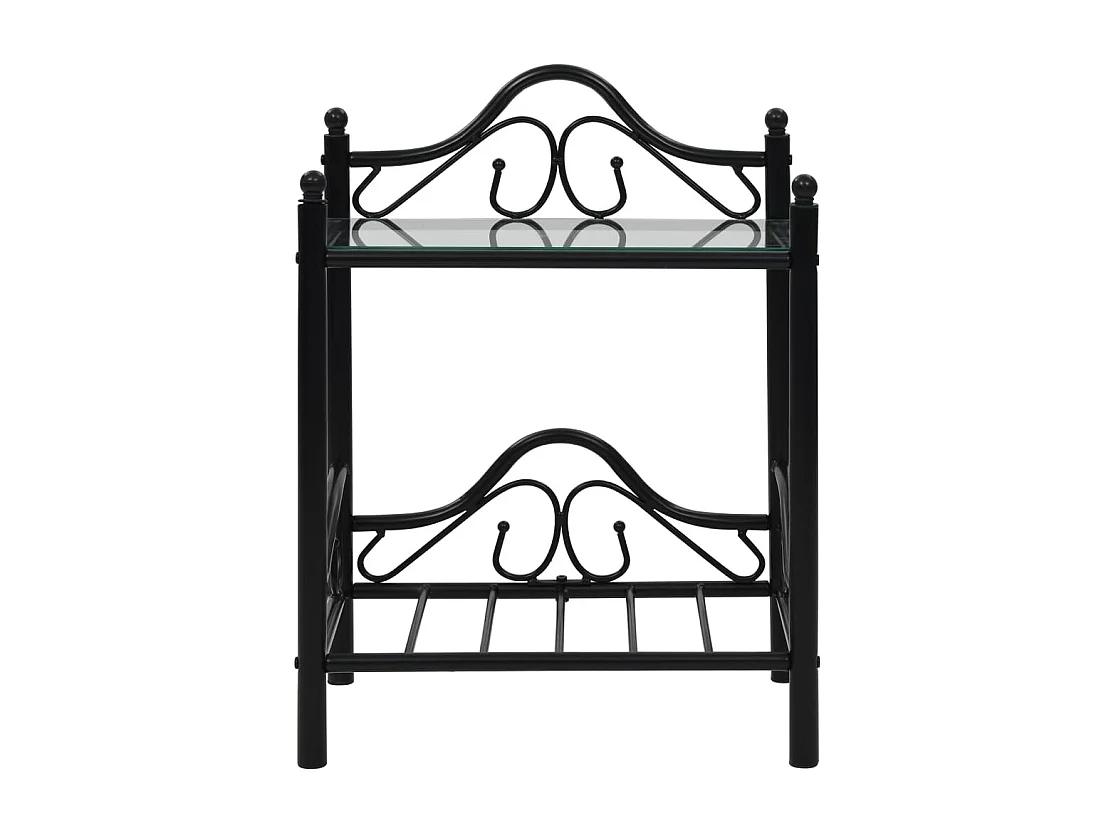2er-Set Nachttische Nachtschrank Stahl und Hartglas 45 x 30,5 x 60 cm Schwarz -RN33150